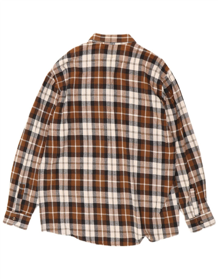 Camisa masculina de flanela EUROPEAN PROJECT grande algodão xadrez marrom