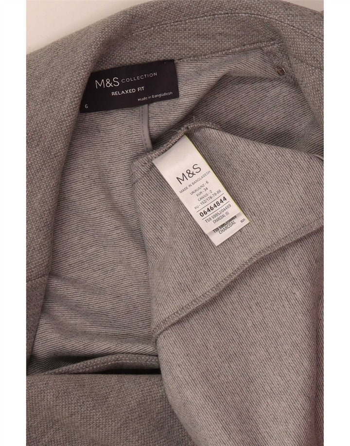 Jaqueta blazer feminina Marks & Spencer com ajuste relaxado Reino Unido 6 XS cinza poliéster