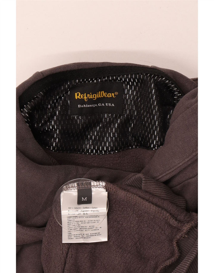 Suéter masculino com capuz gráfico Refrigiwear algodão cinza médio