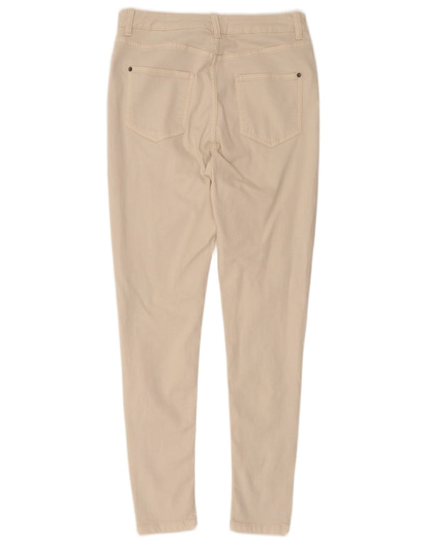 Calça jeans feminina Marks & Spencer super skinny UK 12 médio W32 L29 algodão bege