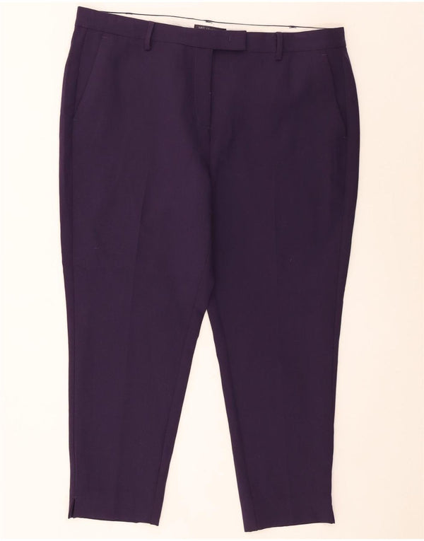 Calças cortadas femininas Marks & Spencer UK 20 2XL W40 L26 poliéster roxo