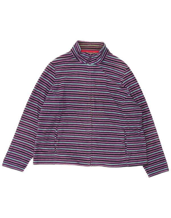 Jaqueta de lã feminina Marks & Spencer Reino Unido 22 2XL poliéster listrado roxo