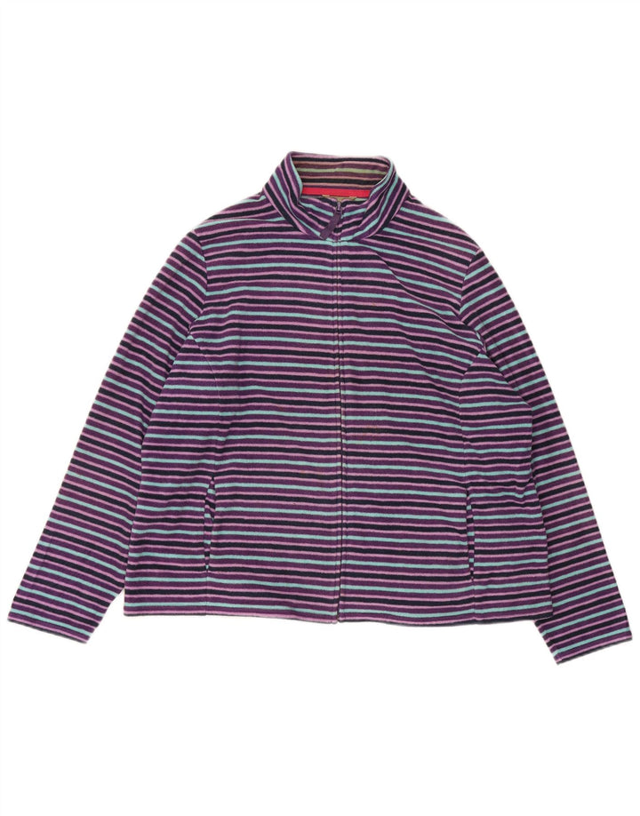 Jaqueta de lã feminina Marks & Spencer Reino Unido 22 2XL poliéster listrado roxo