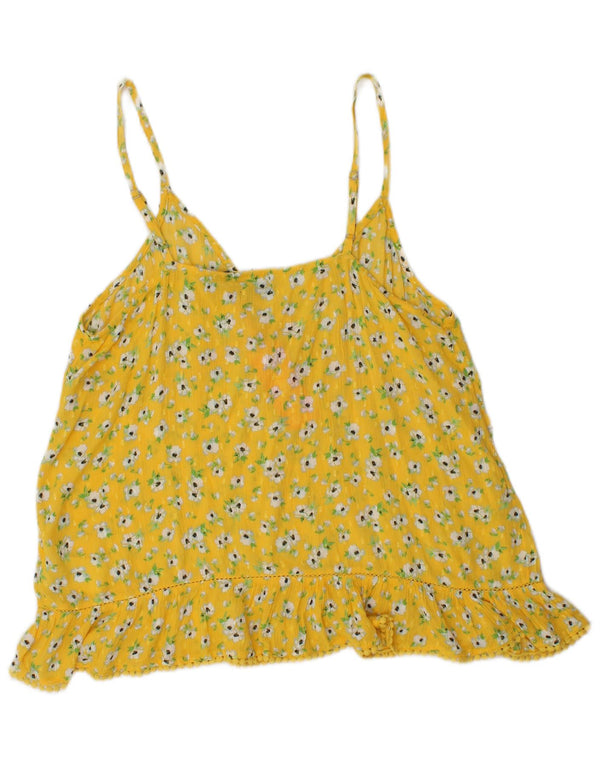 Top cami feminino SUPERDRY UK 14 viscose floral amarelo médio