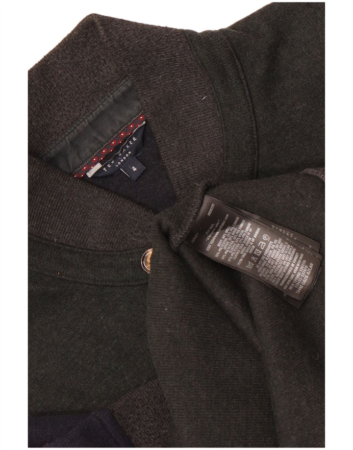 Jaqueta bomber masculina Ted Baker tamanho 4 grande lã colorblock azul marinho