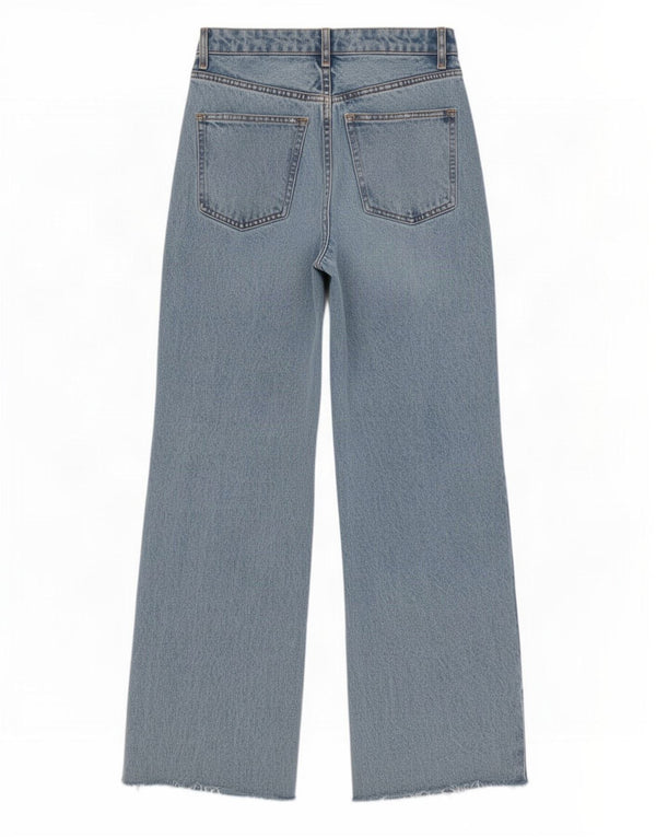 Calça jeans feminina Zara com cintura alta e perna larga EU 36 XS W26 L30 azul