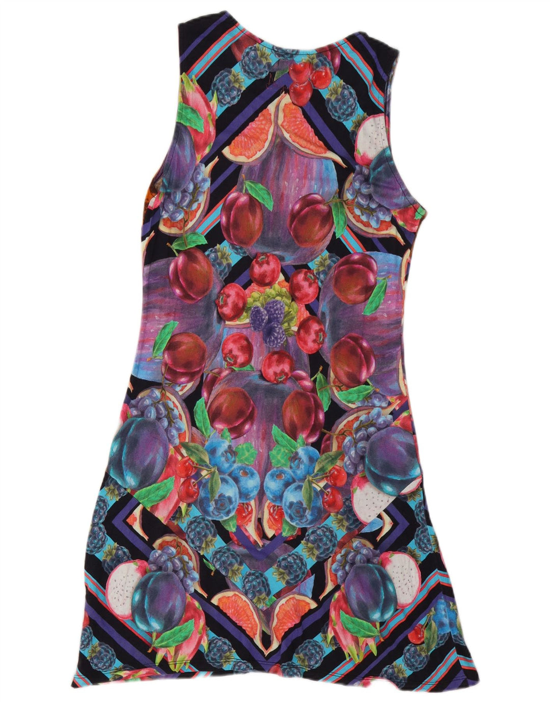Vestido feminino Desigual com padrão abstrato linha A UK 12 médio multicolorido