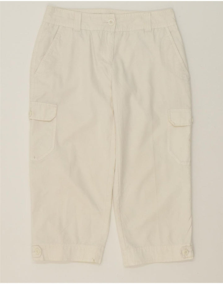 IZOD Womens Straight Cargo Capri Trousers US 4 Small W27 L20 White Cotton Vintage Izod and Second-Hand Izod from Messina Hembry 