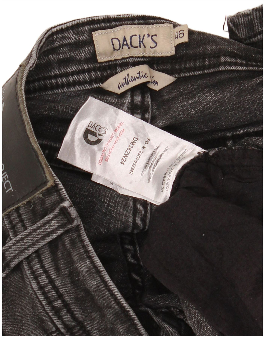 DACK'S Jeans Slim Masculino IT 46 Pequeno W32 L32 Algodão Preto