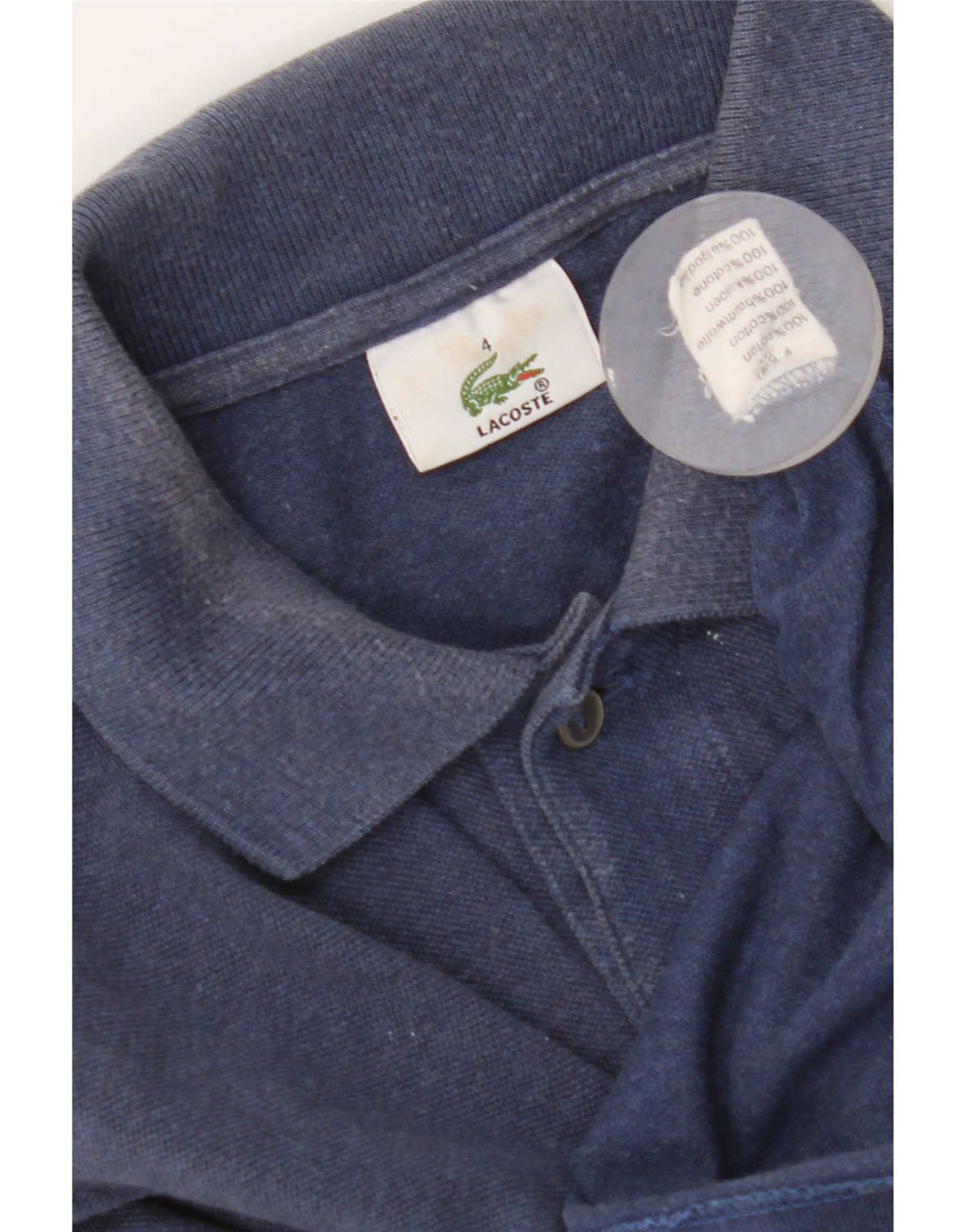 Lacoste camisa polo masculina de manga comprida tamanho 4 médio azul algodão