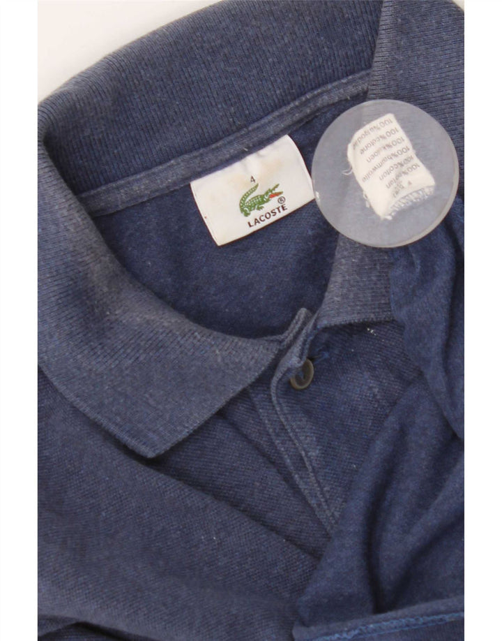Lacoste camisa polo masculina de manga comprida tamanho 4 médio azul algodão