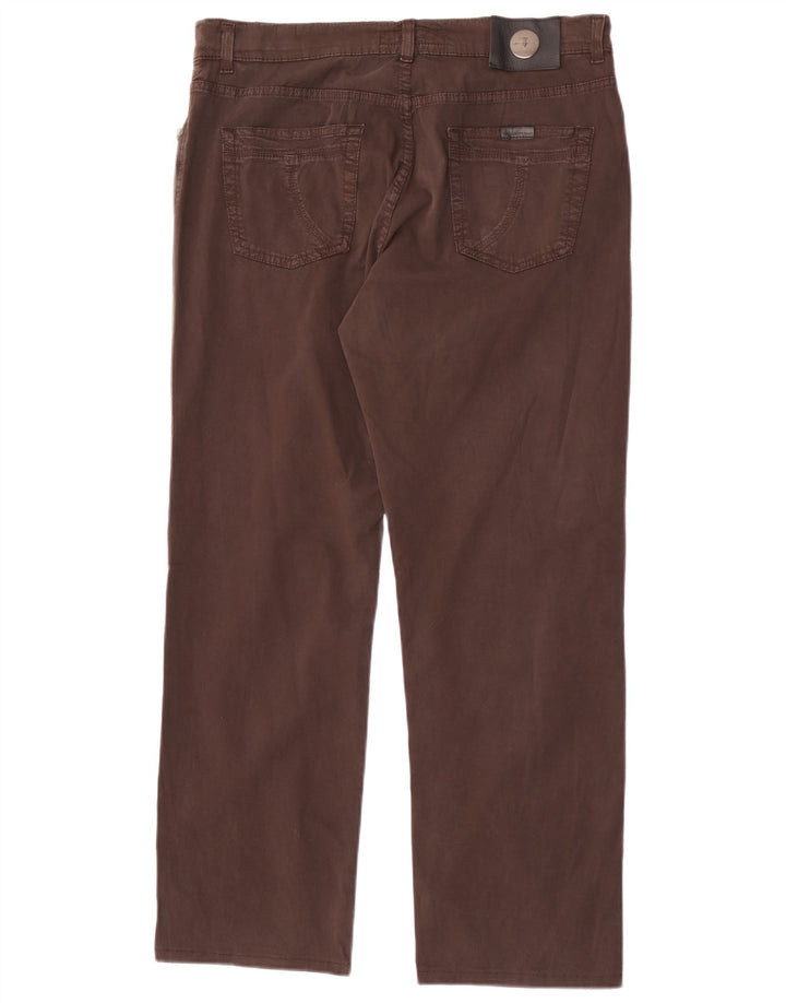 Trussardi Calça jeans reta masculina W35 L30 algodão marrom