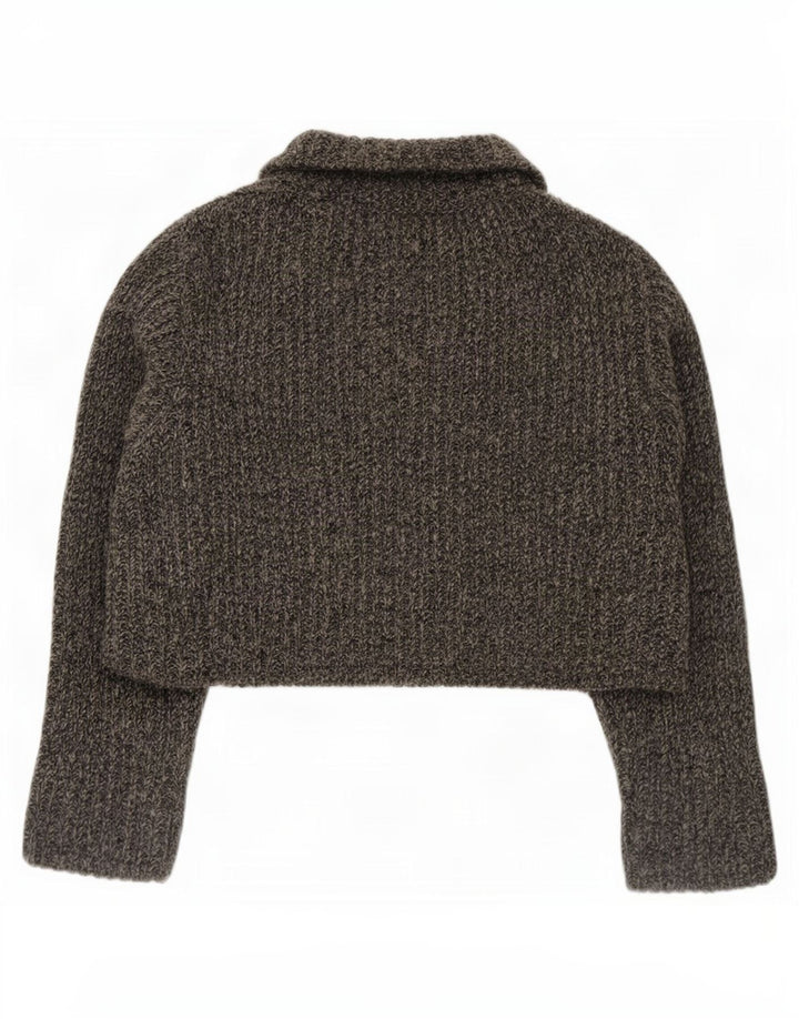 Suéter feminino Crop Cardigan Marlboro Classics Reino Unido 14 cinza médio manchado