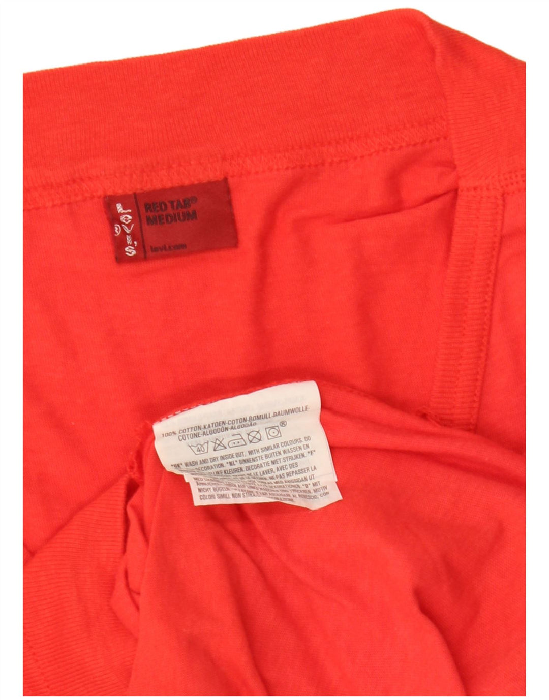 Suéter feminino LEVI'S com decote em V UK 12 algodão vermelho médio