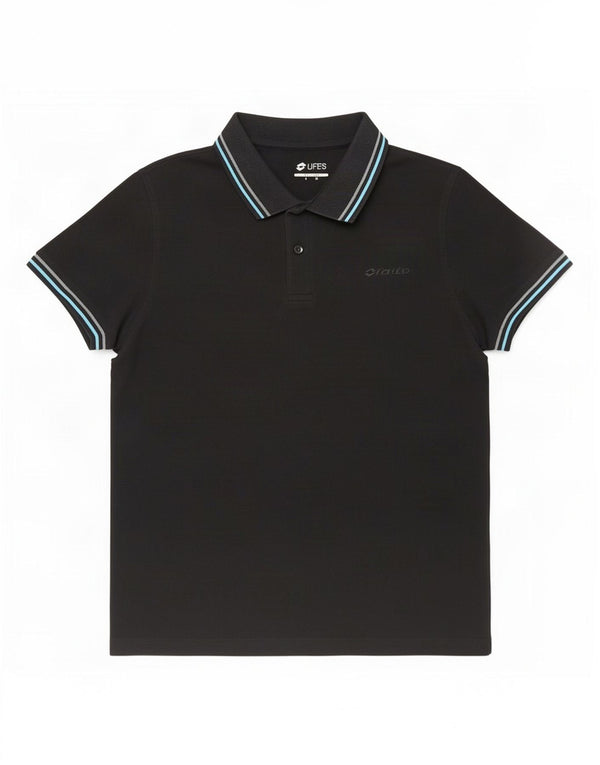Camisa polo masculina Life's Lotto média preta listrada