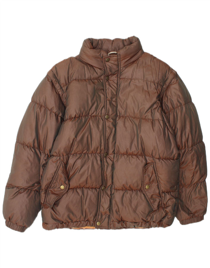 Jaqueta masculina acolchoada com capuz Sergio Tacchini Reino Unido 38 poliamida marrom médio
