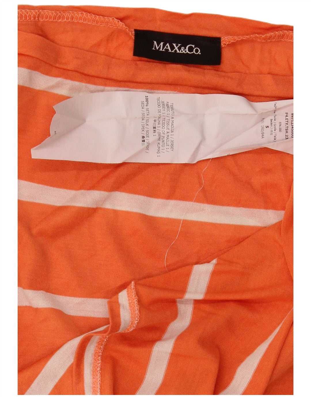 Top feminino manga 3/4 da Max & Co. UK 10 seda listrada laranja pequena