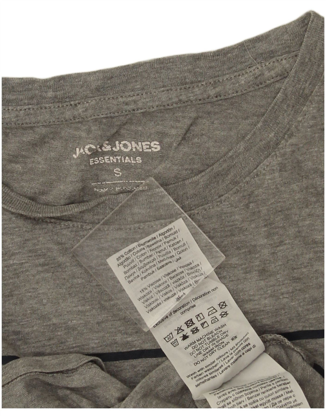 Camiseta masculina gráfica Jack & Jones Top pequeno algodão cinza