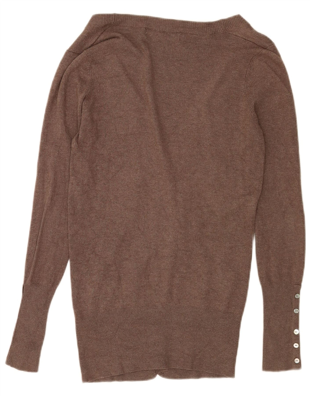Suéter cardigã feminino Zara UK 12 médio marrom rayon