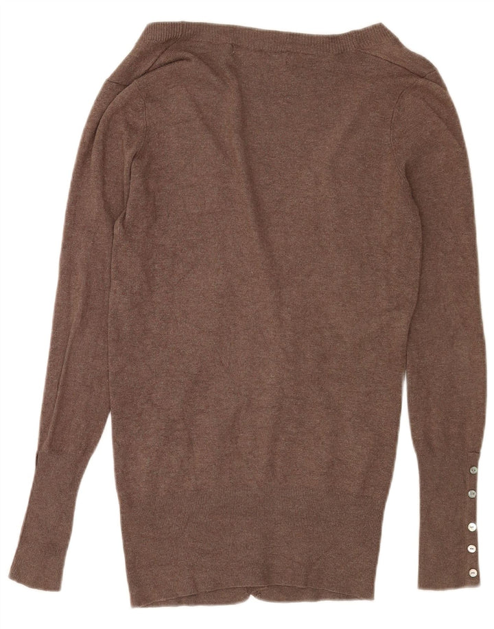Suéter cardigã feminino Zara UK 12 médio marrom rayon