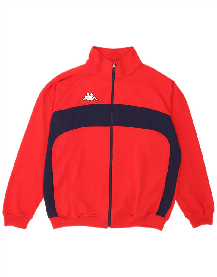 Kappa Mens Treino Top Jacket 2XL Poliéster Colourblock Vermelho