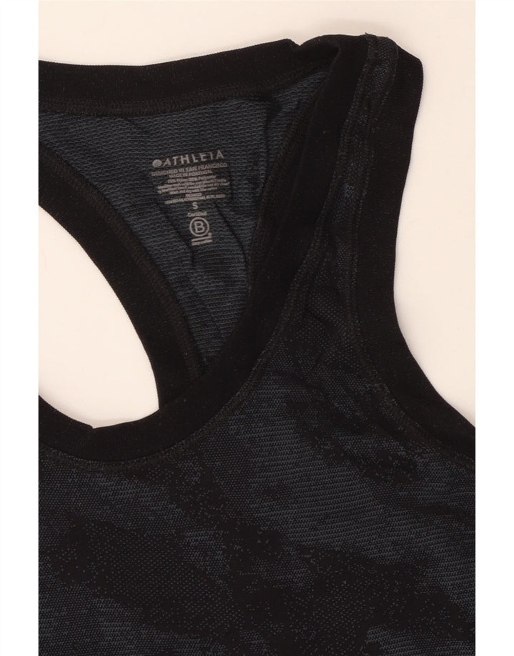 Colete feminino ATHLETA UK 8 pequeno preto camuflado nylon