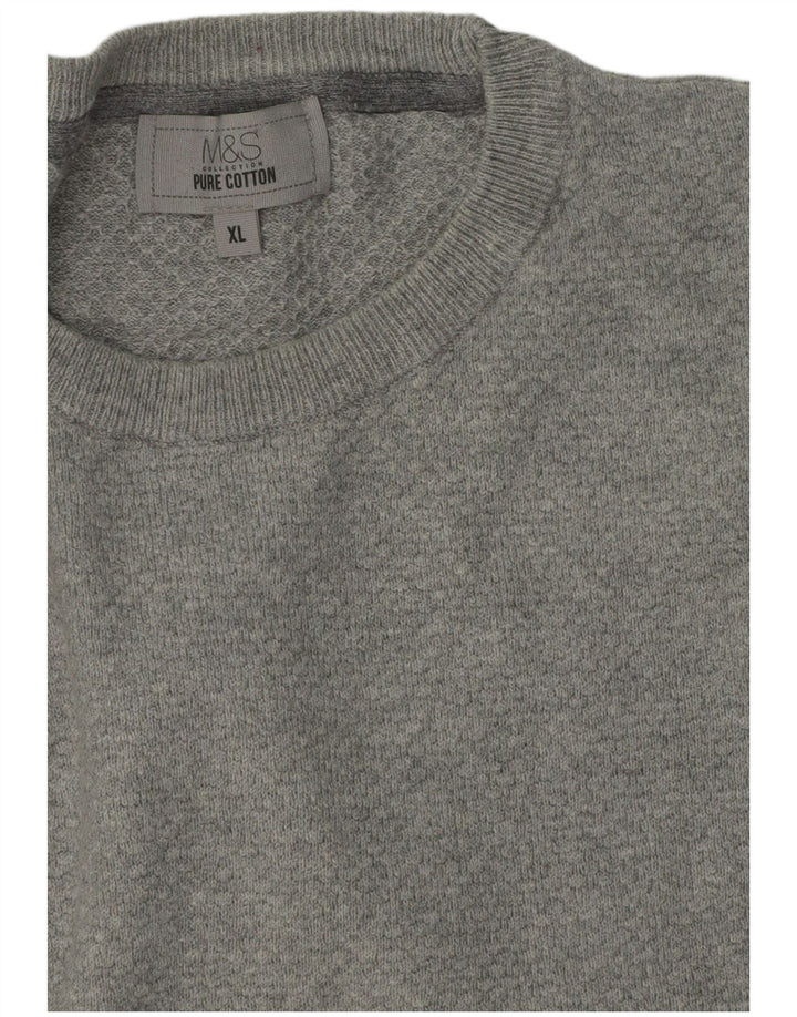 Suéter masculino Marks & Spencer com gola redonda XL algodão cinza