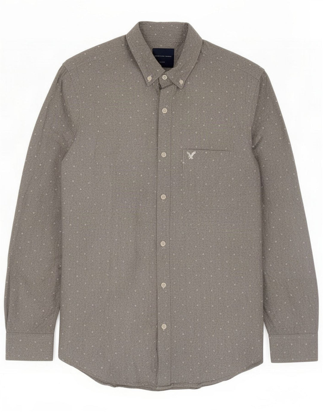 Camisa masculina slim fit American Eagle algodão manchado cinza médio