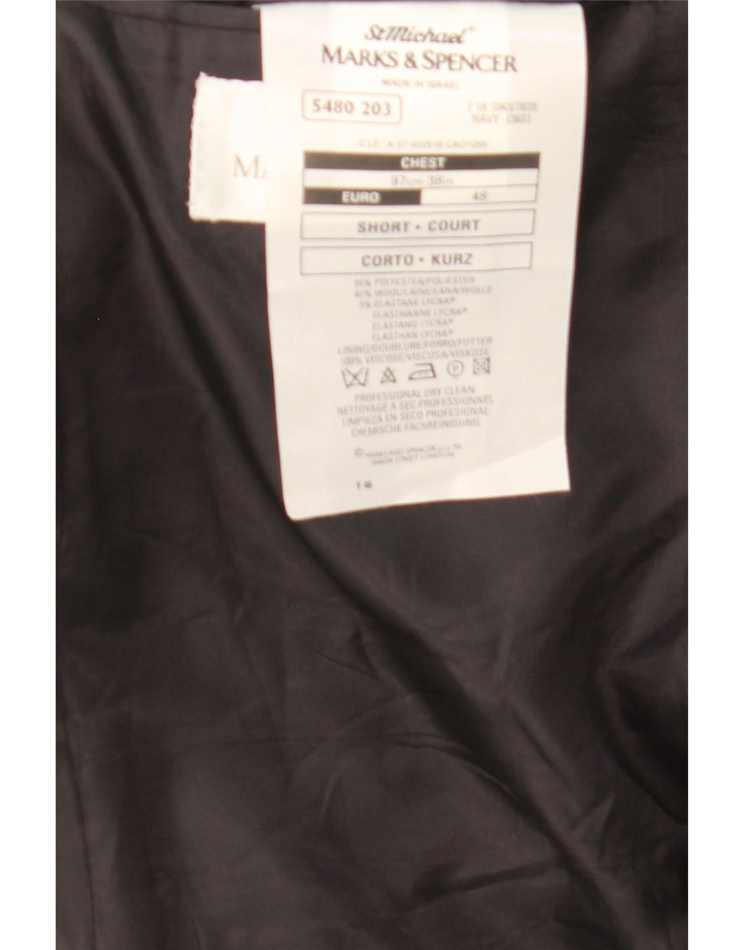 Jaqueta blazer masculina Marks & Spencer com peito duplo Reino Unido 38 azul marinho médio