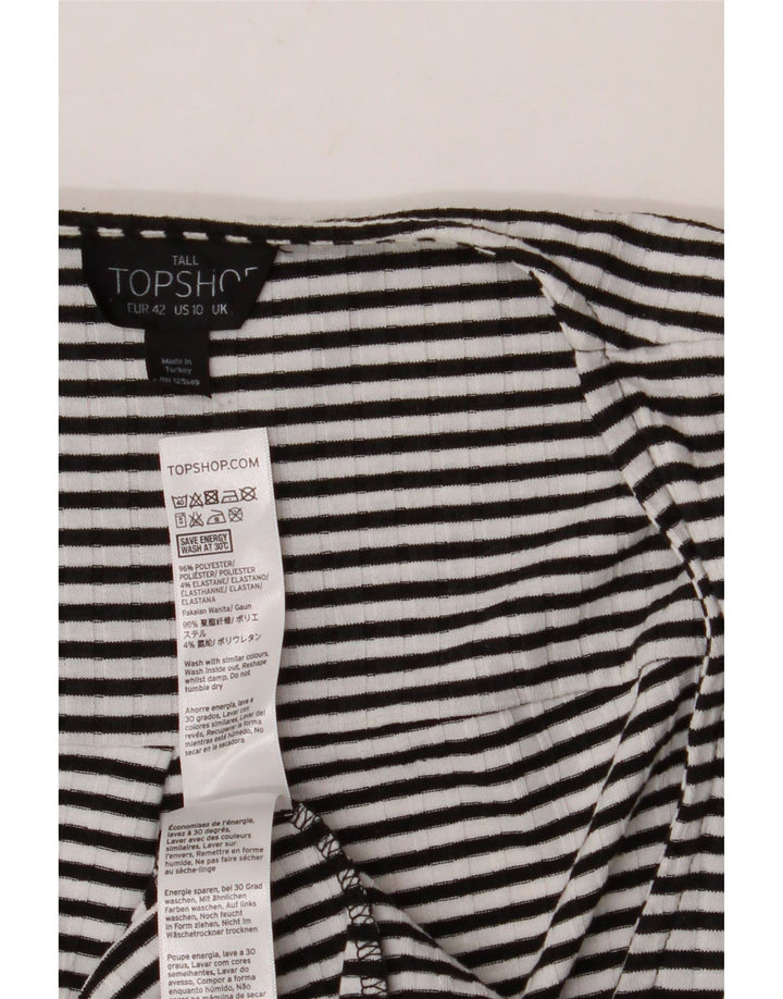 Vestido feminino Topshop UK 10 pequeno poliéster listrado preto