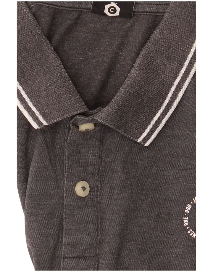 Camisa polo masculina Jack & Jones algodão manchado cinza médio