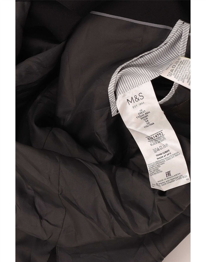 Jaqueta blazer masculina de 2 botões Marks & Spencer Reino Unido 44 XL preto poliéster
