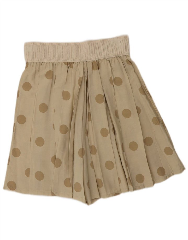 Shorts cullotes feminino vintage de cintura alta W28 de bolinhas bege médio
