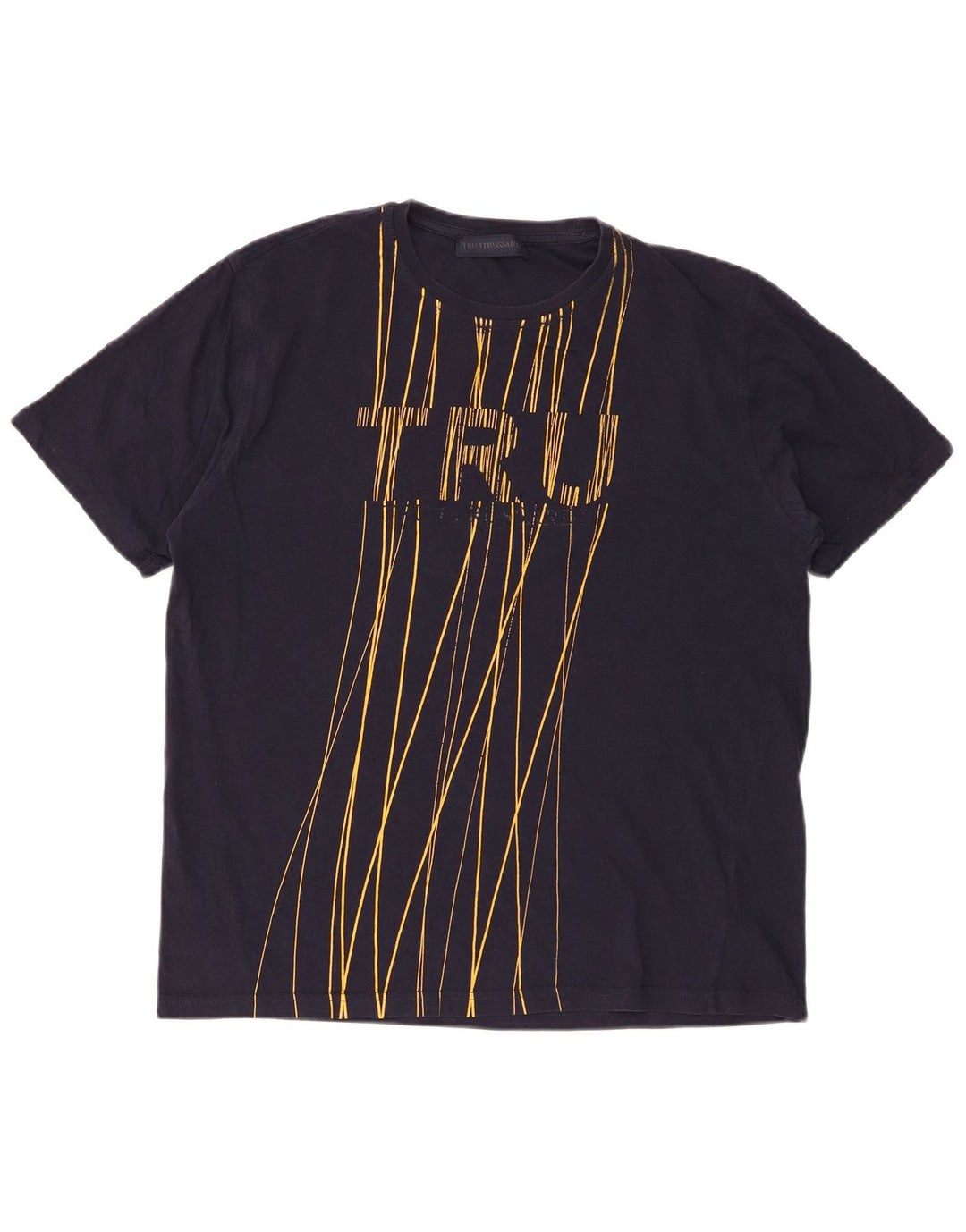Camiseta gráfica masculina Trussardi Top XL algodão azul marinho