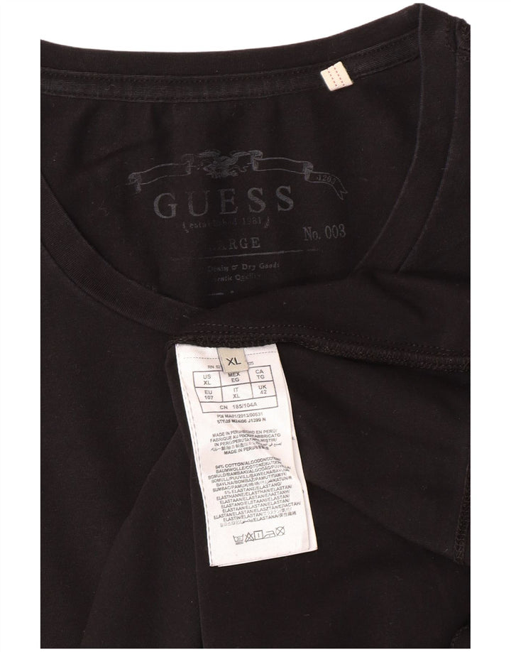 Top masculino GUESS manga comprida XL preto algodão