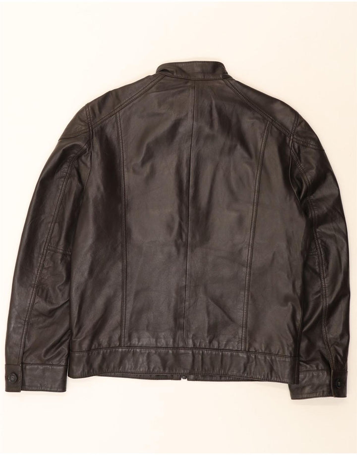 Jaqueta de couro masculina Esprit UK 40 grande couro marrom