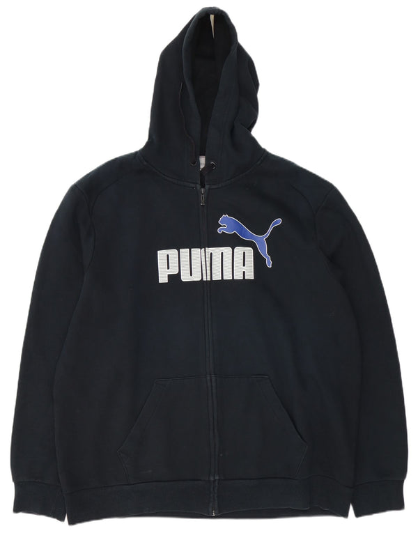Suéter masculino Puma com capuz e zíper gráfico 2XL algodão preto