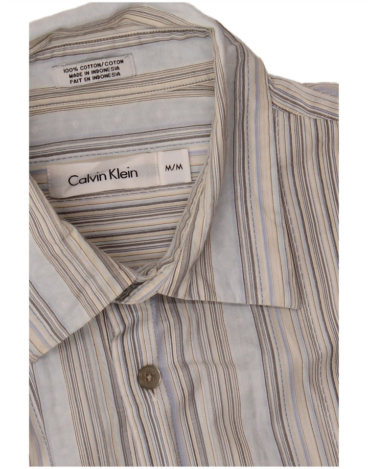 Camisa masculina CALVIN KLEIN de algodão listrado azul médio
