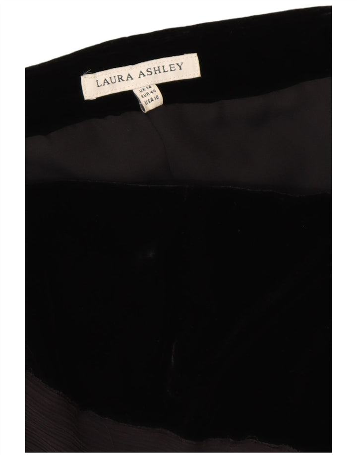 LAURA ASHLEY Top feminino de veludo espartilho Reino Unido 14 viscose preta média