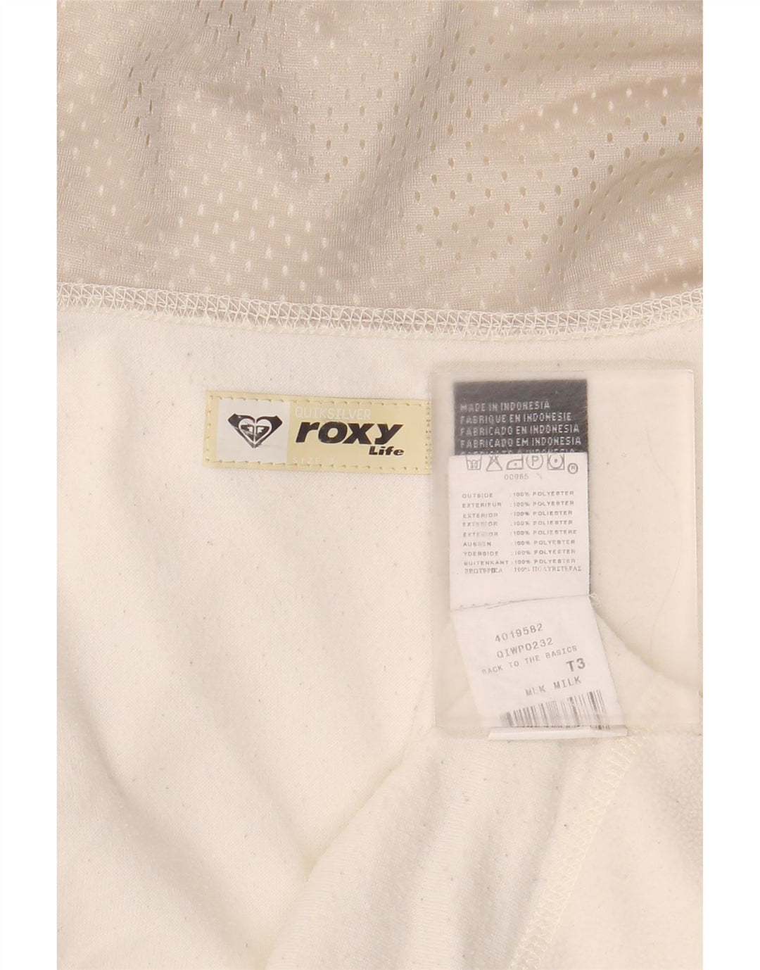 Top feminino Roxy manga comprida UK 19 médio off white poliéster