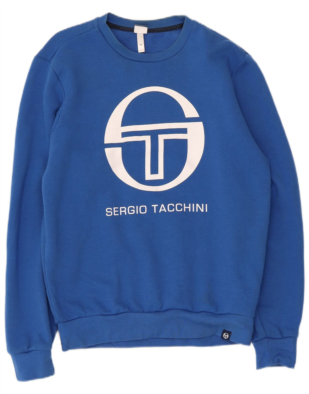 Sergio Tacchini moletom gráfico masculino jumper médio azul algodão
