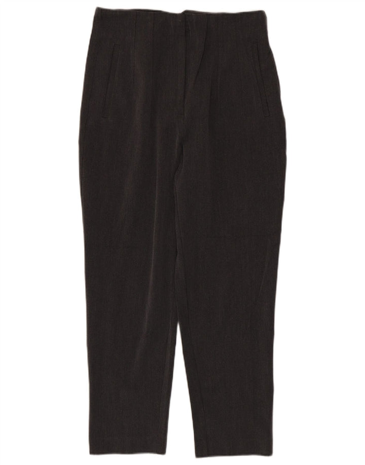 Zara Calça feminina cintura alta cropped médio W28 L25 poliéster cinza