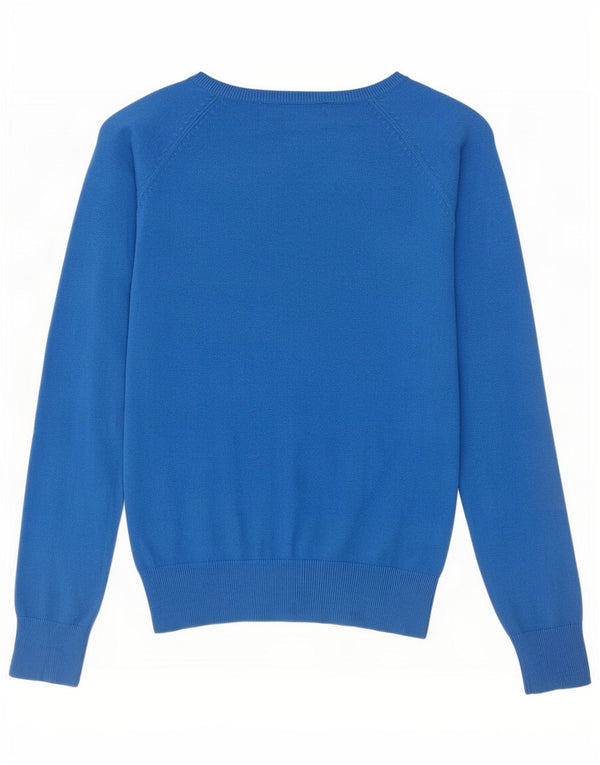 Suéter feminino Zara com decote em V Reino Unido 12 algodão azul médio