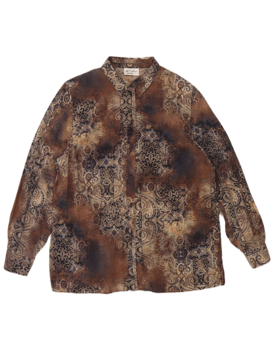 Camisa oversized feminina vintage IT 44 marrom médio Paisley Tencel