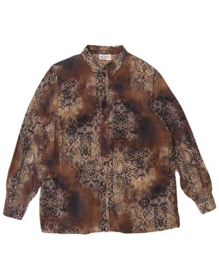 Camisa oversized feminina vintage IT 44 marrom médio Paisley Tencel