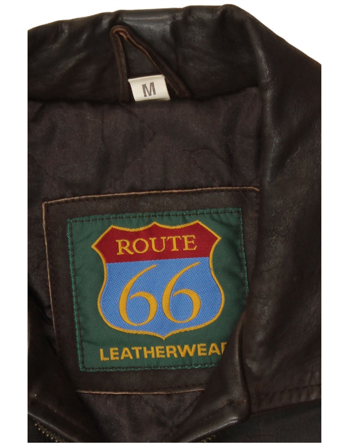 Jaqueta de couro masculina Route 66 UK 38 couro marrom médio