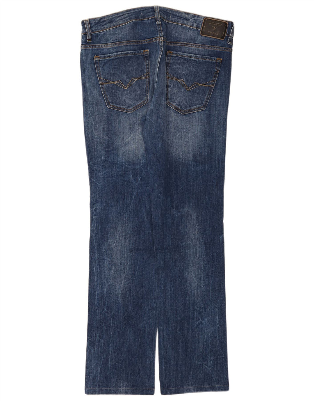 Guess Mens Straight Jeans W34 L32 Azul Algodão