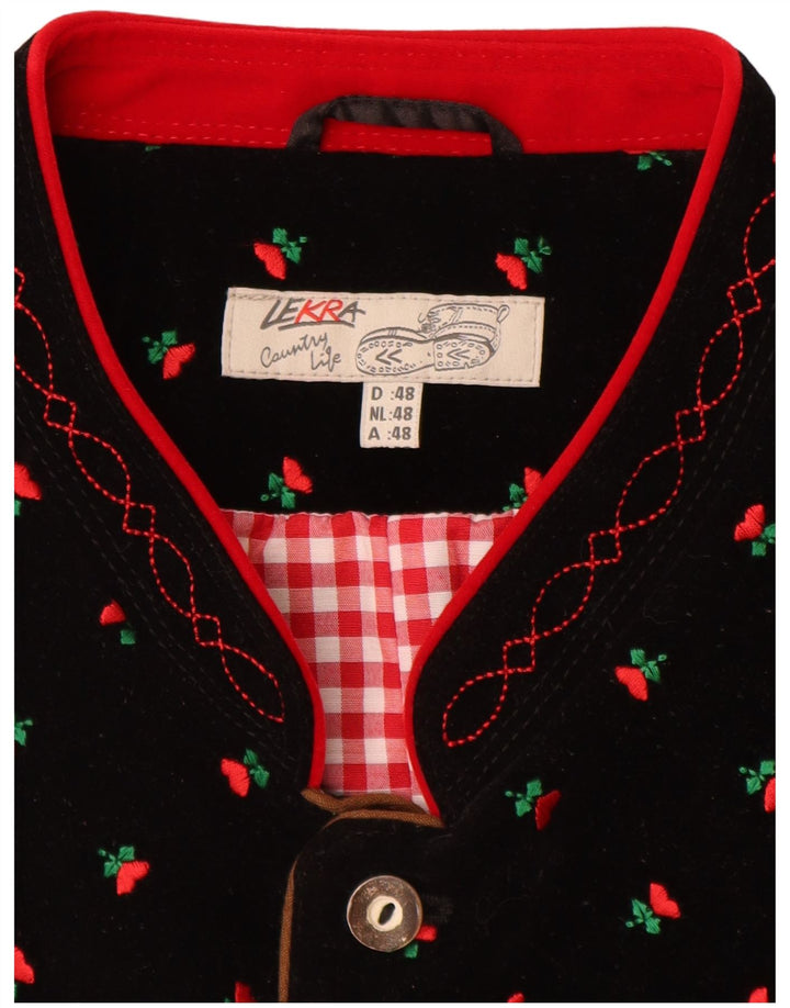 Colete masculino de veludo LEKRA IT 48 pequeno preto floral