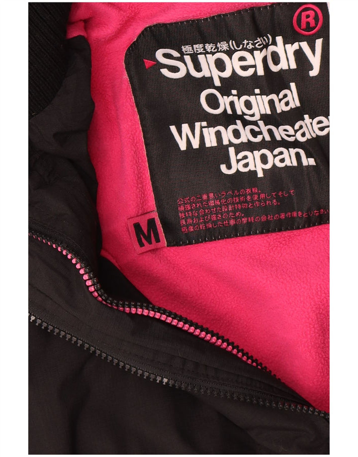 Jaqueta corta-vento feminina Superdry com capuz e blusão UK 14 médio preto