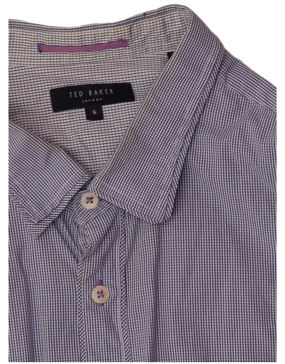 Camisa masculina Ted Baker tamanho 6 2XL xadrez azul marinho